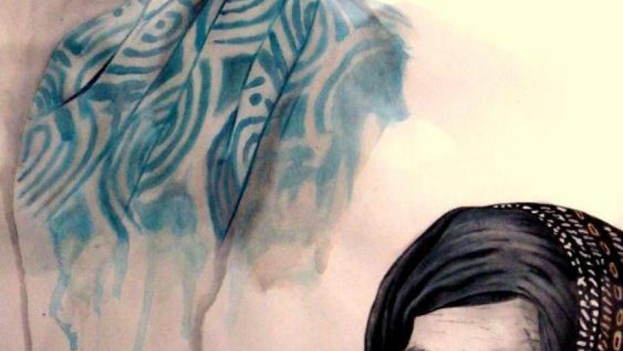 Un dos retratos da mostra, da autoría de Gaëtan Pelhâtre