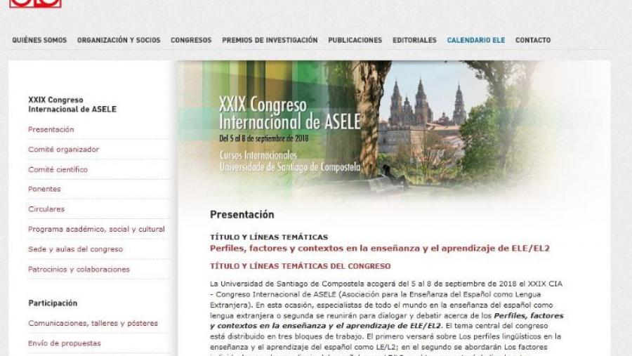 Captura da páxina web do congreso