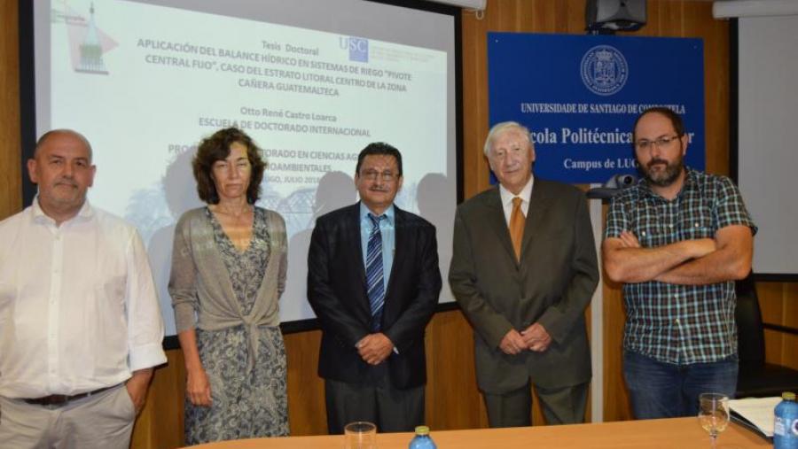 De esquerda a dereita, Neira, Prieto, Castro, Etchevers e Cancela, na EPS de Enxeñaría de Lugo