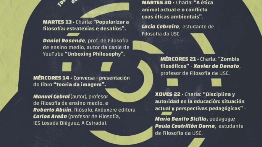 Cartel de programa de actividades do ciclo 'Filosofía na rúa'