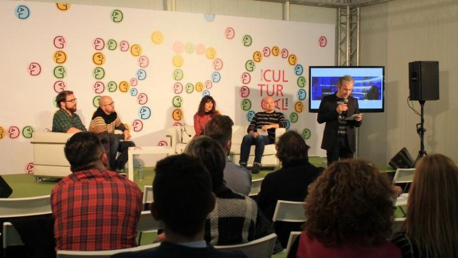 O proxecto presentárono en Culturgal, de esquerda a dereita, David Lombao, Sergio Lago, Marián Fernández, Alberto García e Marcos Lorenzo