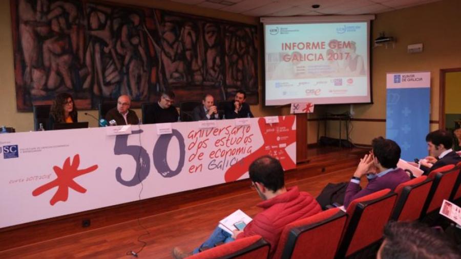 A presentación tivo lugar nunhas xornadas dedicadas a analizar o estado do emprendemento en Galicia. Foto: Servimav-USC