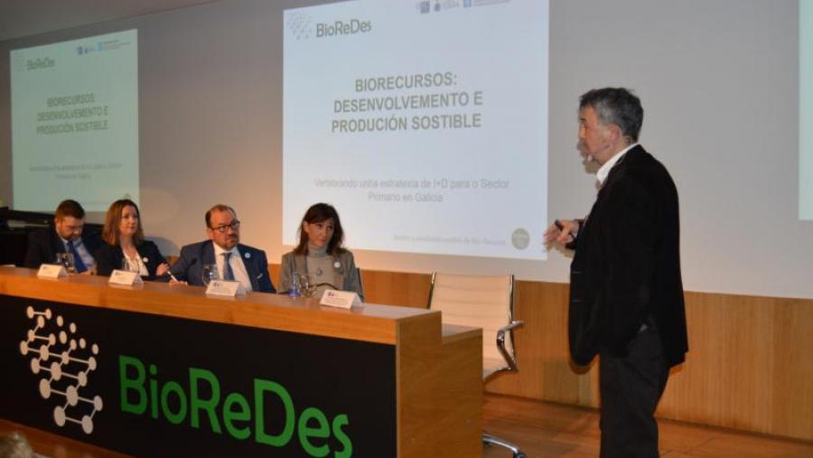 Santos, Méndez, López e Pomar, na presentación de BioReDes, a cargo de Paulino Martínez, na Casa do Saber de Lugo