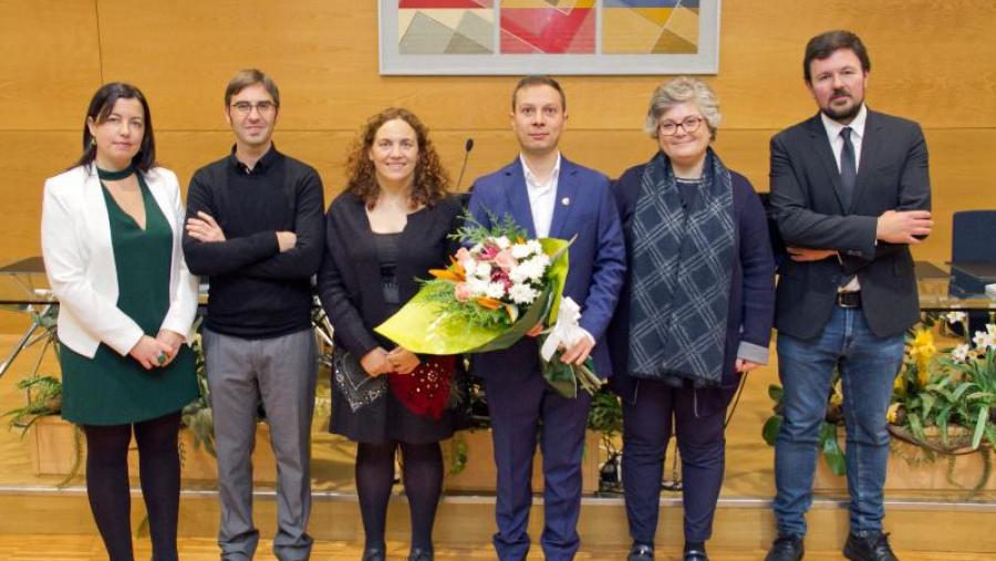 Stefano Longo, terceiro pola dereita, acompañado dos directores da súa tese e os membros do tribunal