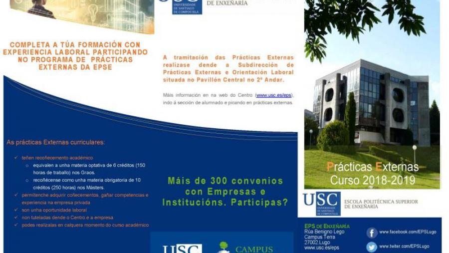 Cartaz do programa de prácticas externas para alumnado da EPS de Enxeñaría da USC