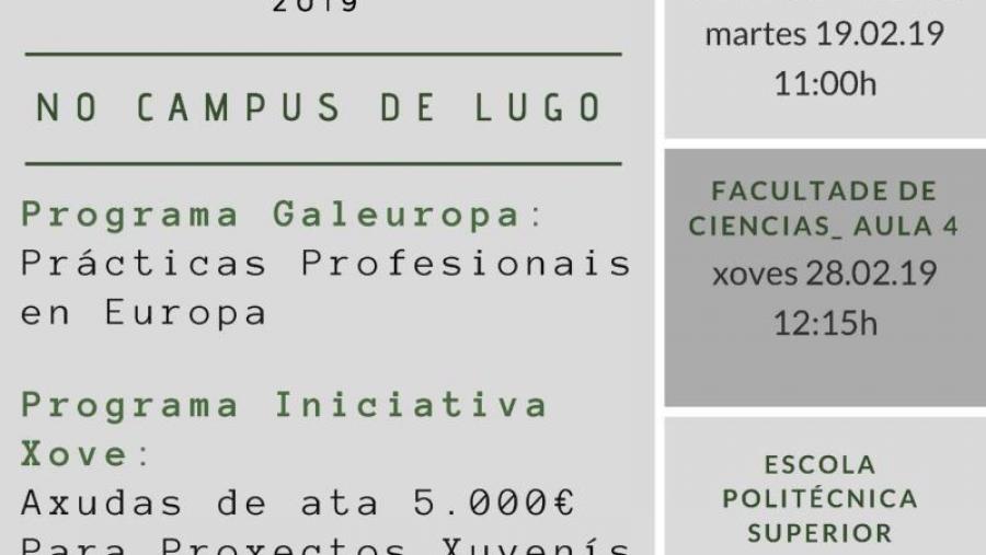 Cartaz coa programación das charlas informativas previstas no campus de Lugo