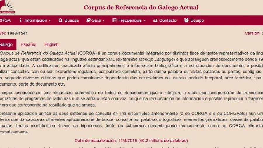 Caputra de pantalla da web de Corga