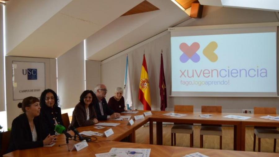 López, Abelleira, Valcárcel, Vidal e Novo, na presentación do VII Campus Científico de Verán XuvenCiencia