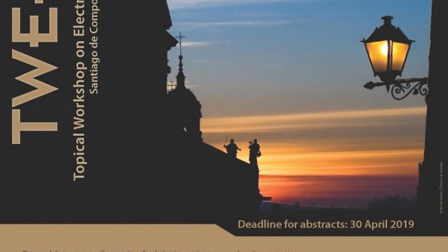 Cartaz da conferencia en electrónica para física de partículas